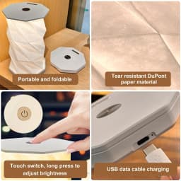 Foldable Table Lamp Portable Desk Light Dimmable Paper Bedroom For Nightstands For Bedroom Nightstand Cordless Touch Control Led