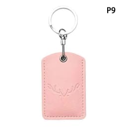 1Pc Access Card Case Leather Card Holder Keychain Key Ring Door Lock Access Tags ID Card Case Keychain Access Card Bag
