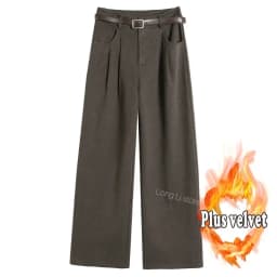 2023 Autumn and Winter New Wool Blended Wide-Leg Pants Straight Mopping Pants High Waist Slim Lengthened Casual Pants for Women
