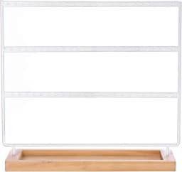 Earring Holder Stand 3-Tier 69 Holes Earring Organizer Stand Display with Wooden Storage Tray Desktop Bracelet Jewelry Holder