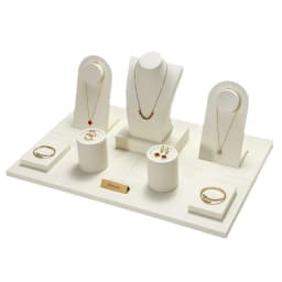 Beige Jewelry Display Set Luxury Window Display Stand Holder for Necklace Ring Earring Counter Showcase Tray Decor