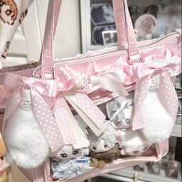 Italife Fluffy fur Ears with Bow for Itabag Decoration Women Kawaii Pink Blue 15cm Ear Hanger Buckles Ita bag Accessories H353