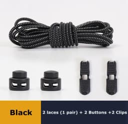 New1 Pair No Tie Shoelaces 1 Second Fast Round Plastic Lock Elastic Shoelace Suitable for All Sports Shoes Accessories Lazy Lace