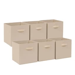 BonChoice Foldable Storage Cubes 30x30x30cm with Handle Pack of 6, Fabric Open Storage Bins Wardrobe Organization