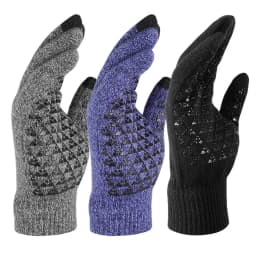 Thickened Velvet 3 Finger Touch Screen Gloves For Women and Men Silicone Palm For Anti Slip Winter Knitted Warm Cotton Gloves