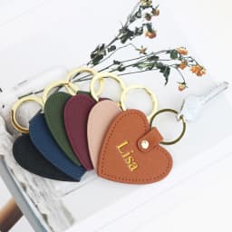 Customized Name Ins-Style Heart-Shaped PU Leather Multi-Color Simple Gift for Couples, Ladies, Bags, Car Keychains, Pendants