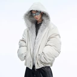 LUZHEN Winter Hooded Cotton Coat Casual Solid Color Faux Fur Patchwork Design Personalized Warm Short Baseball Jacket Men LZ7041