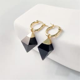 1Pair Natural Rose Quartzs Hoop Earrings, Golden Plating Semi-precious Stone Jewelry For Women Party Gift ER106G