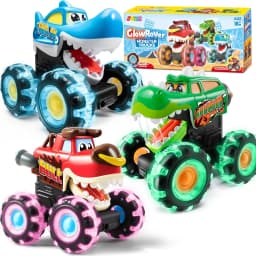 JOYFY 3 Pack Monster Truck Toy Motion Activated Light-Up Cars Press & Go Cars for Boys Girls Birthday Christmas Gifts