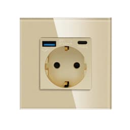 Bingoelec Power Socket,16A EU Standard Electrical Outlet 86mm*86mm White Crystal Glass Panel Wall Socket