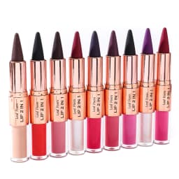 Sexy Red Black Lipstick Waterproof Lipliner Makeup Black Purple Rose Double Head Matte Lipgloss Tapered Lip Liner Contour Pencil