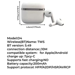 True Wireless Bluetooth 5.49 Earphones with a 72 Hour Battery Life, Semi In Ear Bluetooth Earphones for Christmas and Birthday