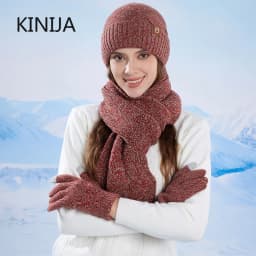 3pcWinter Knitted Hat Scarf Gloves Set for Women Men Cold Proof Ear Protection Scarf Warm Skullies Beanie Outdoor Cycling Skiing