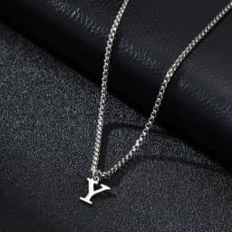 Vnox Simple A-Z Letter Necklace for Men, Waterproof Stainless Steel 26 Letters Pendant Necklace,Men’s Minimal Initial Necklace