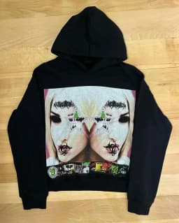 Men Gothic Horror Print Zip Up Hoodie Dark Anime Face Graphic Sweatshirt Y2K Harajuku Streetwear Outerwear Casual Black Tops