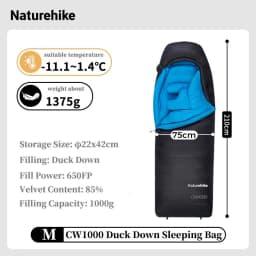 Naturehike CW400 Sleeping Bag Winter Lightweight 650FP Duck Down Sleeping Bag Ultralight Waterproof Hiking Camping Sleeping Bag