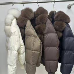 Winter Natural Big Fur Collar Down Jacket Women 90 White Duck Down Zipper Parker Outwear Female Warm Thick Quilted Cotton Jacket