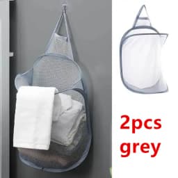 Foldable Storage Laundry Basket Organizer Dirty Clothes Mesh Bag Household Wall-mounted Bathroom Clothes Hanging Baskets Bucket