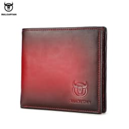 BULLCAPTAIN RFID Blocking Men's Leather Wallet Bifold Slim Wallet Multi-card Card Holder ID Wallet QB 05
