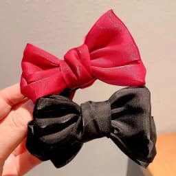 1/2/3pcs Solid Color Shiny Mesh Bow Hair Clip for Woman Fashion Girl Meatball Head Hair Clip Claw Hair Accessories