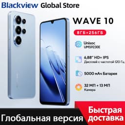 Blackview WAVE 10 Smartphone 6.88 HD+ 120Hz IPS Display Octa-Core 8GB 128GB 32Mp Camera 5000mAh 3 Card Slot Android 16 Cellphone