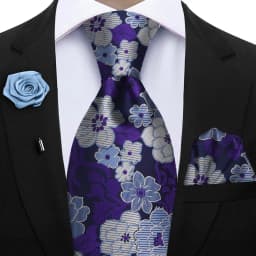 Peacock Blue Floral Print 2-Piece Tie & Pocket Square Set for Men Wedding Business Casual Stylish Accessories