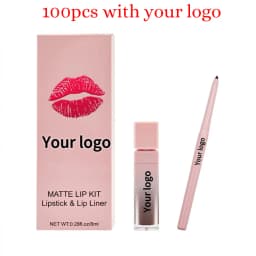 Private Label Lipstick Lipliner Kit Custom Logo Matte Waterproof Non-stick Lipgloss Lip Liner Waterproof Natural Color Makeup