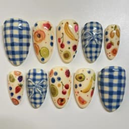 24Pcs Flora Almond Press on Nails with Glue Mori Girl Nail Art Ballet Rural Style Full Cover Wearable Acrylic Nail Manicure Tips