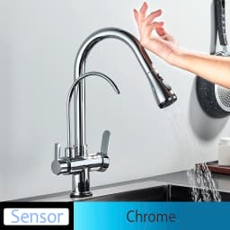 Onyzpily Black Touch/NO Sensor Kitchen Faucet Pull Out Sink Faucets Hot Cold Mixer Pure Water Tap Deck Mounted Taps Dual Handle