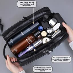 Multi Pockets PU Toiletry Bag For Women Men Travel Essentials Makeup Bags Waterproof Hanging Bag Cosmetic Washing Organizer Bag