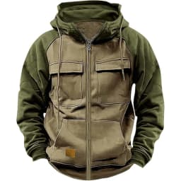 Autumn Winter Hoodies Men Zipper Patchwork Warm Fleece Sweatshirts Multi Pockets Male Fashion Hooded Jacket Thick Outdoor Hoodie