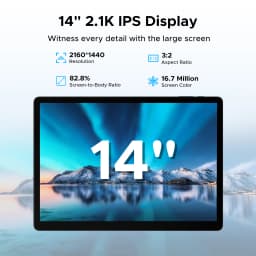 DOOGEE 2 in 1 Tablet PC Tab E3 Max Gmini AI 14" 2.1K Display 13500mAh Battery Android 15 32GB (8+24) 256GB Helio G100 Tablet PC