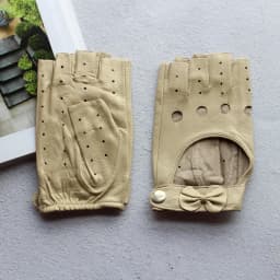 Leather Half-Finger Gloves Women's Fashion Thin Section Hollow Short Summer Outdoor Sports Cycling Car Driving