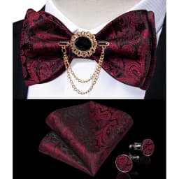 Exqusite Men's Self-tie Bowties Wedding Neck Ties For Man Accessories Cufflinks Hanky Brooch Set Red Black Yellow Blue Bowtie