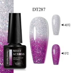 MEET ACROSS 7ml Glitter Sequins Thermal Gel Nail Polish 3 Layers Temperature Color Changing Semi Permanent UV Gel Varnish Nails
