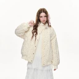 Korean Pink Floral Quilted Small Petite Down Cotton Parkas Women Stand Collar Button New Coat Fashion Warm Casual Cozy Soft