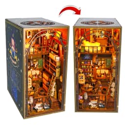 DIY Book Nook Shelf Insert Kits Miniature Dollhouse with Furniture Room Box Cherry Blossoms Bookends Japanese Store Toys Gifts