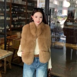 2025 Winter New Style Short  Fur Vest Women's Warmth Outerwear Stand Collar Korean Version Plush Thickened Standard Fit