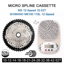 SUNSHINE 12 Speed MS Cassette 10-50T/52T MTB Micro Spline K7 12V Shimano M6100 118 Links Chain for M8100 M9000 M9100 Sprocket