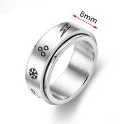 Fidget Spinner Anxiety Rings For Women Men Spinning Rotate Antistress Printing Stainless Steel Ring Accessories Trendy Jewelry