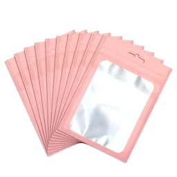 50pcs Colorful Foil Zip Lock Bags With Transparent Window Reusable Hanging Bags For Jewelry Display And Packaging