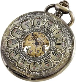 PJX1581 Hollow Automatic Mechanical Pocket Watch Chain Beautiful Fob Watches Men Women Hand-wind Pocket Clock Birthday Gifts