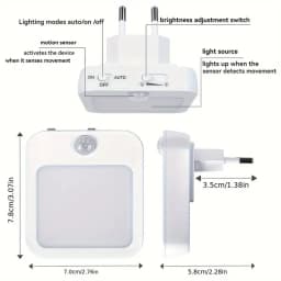 2pcs Night Lights Plug into Wall, LED Motion Sensor Light Indoor,Night Lights for Bedroom,Bathroom,Kitchen,Hallway