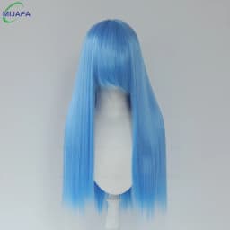 Very High Quality 400g 48 Colors 24Inch 60cm Long Straight Cosplay Wig With Bangs Heat Resistant Hair Anime Wigs + Wig Cap