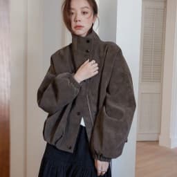 Retro Matte Suede Women Jacket Stand Collar Zip Up Oversized Coat Drop Shoulder Pockets Elastic Hem Y2K Grunge Streetwear Top