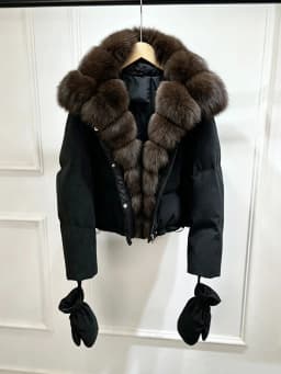 2026 Luxury Winter 90% White Duck Down Wool Blends Jacket Women Real Natural Huge Fox Fur Thickened Warm Puffer Wool Down Coat