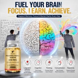 Phosphatidylserine 200mg Capsules, Support Memory Concentration Cognitive Function, Relieve Mental Stress & Nourish Brain Health