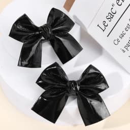 2Pcs Sparkling Bow Hair Clips PU Barrettes For Girl Kids Butterfly Leather Vintage Gold Silver Handmade Headwear Accessories