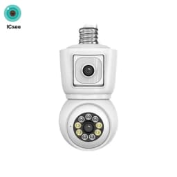ICsee E27 6MP Bulb WiFi Camera Dual Lens Dual Screen Auto Tracking Two Way Audio Color Night Vision for Indoor Security Camera