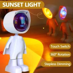 GGbingo Rechargeable Astronaut Robot Rainbow Projection Sun Lamp Table Night Light Sunset Lamp Dimming Bedroom Atmosphere Light